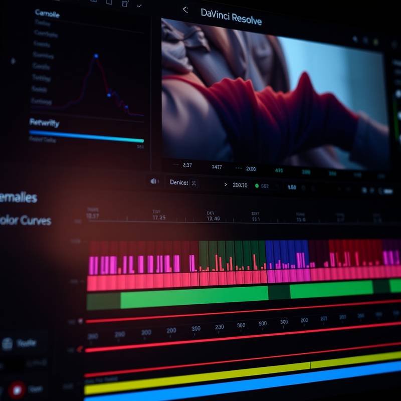 DaVinci Resolve Farbkorrektur Interface mit detaillierten Farbkurven